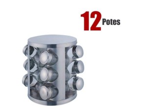 PORTA CONDIMENTO INOX C/12 GIRATORIO REDONDO