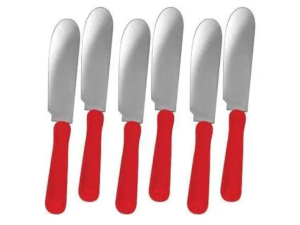 KIT 6 ESPATULA INOX CABO-PLAST BRANCA OU VERMELHA