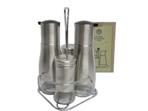 GALHETEIRO INOX C/04PC + SUPORTE ARAMADO