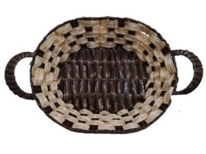 CESTA BICOLOR OVAL 30X25CM C/ALÇA