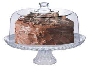 BOLEIRA VIDRO 30CM C/PÉ + CUPULA ACRILICA VERONA