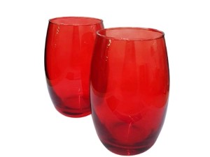 JOGO 6 COPO VIDRO 450ML VERMELHO BOJUDO