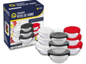 JOGO 3 POTE VIDRO TAMPA-PLASTICA 200/400/550ML