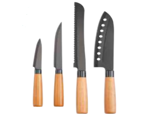 JOGO 4 FACA SUPREME PRETA CABO-MADEIRA