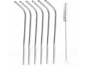 KIT 6 CANUDO INOX + ESCOVA 21CM