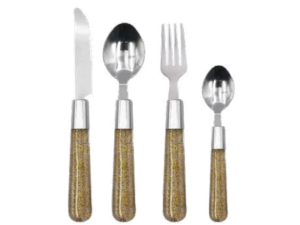 FAQUEIRO 24PC C/SUPORTE CABO-GLITTER OURO