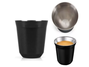 JOGO 2 COPO INOX 90ML PAREDE DUPLA PRETO