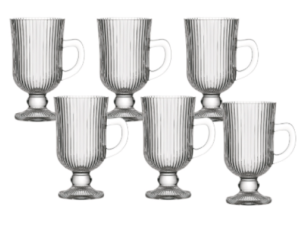 JOGO 6 CANECA VIDRO 100ML IRISH GRAFIATO