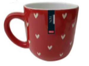 CANECA CERAMICA 300ML HEART VERMELHA