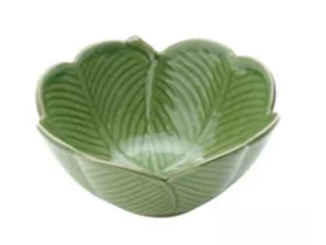 BOWL CERAMICA 13CM LEAF VERDE