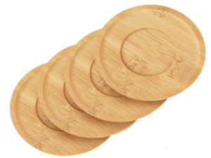 KIT 4 PORTA COPO BAMBU 10CM REDONDO