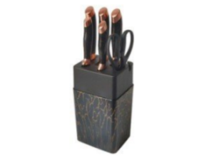 JOGO 06 (5-FACA/1-TESOURA) C/CEPO GOLD MARMORE