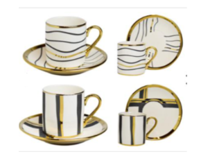 JOGO 6 XICARA PORCELANA 70ML DECOR BD-OURO