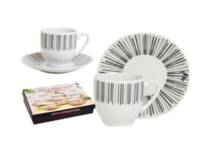 JOGO 6 XICARA PORCELANA 75ML RAIOS PRETO