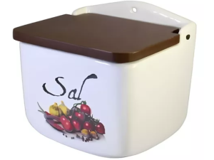 SALEIRO CERAMICA TAMPA MADEIRA DECORADO