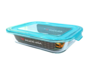 POTE VIDRO HERMETICO RETANGULAR 1010ML AZUL