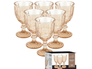 JOGO 6 TACA VIDRO 300ML ACQUA AMBAR