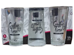 JOGO 06 COPO VIDRO 200ML COFEE TIME