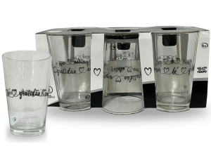 JOGO 06 COPO VIDRO 200ML GRATIDÃO