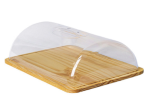 PORTA PAO MADEIRA C/TPA ACRILICA 35CM