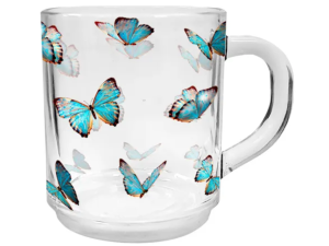 CANECA VIDRO 250ML BORBOLETA