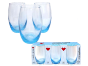 JOGO 3 COPO VIDRO 365ML BOJUDO-AZUL