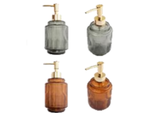 PORTA SABONETE LIQUIDO VIDRO 350ML REDON AMBAR/FUME