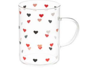CANECA VIDRO 280ML LOVE CORACAO