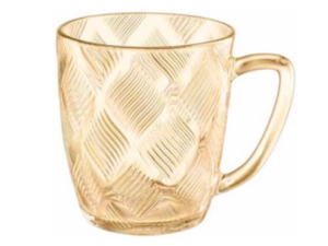 JOGO 6 XICARA VIDRO 260ML AMBAR FRIZADA