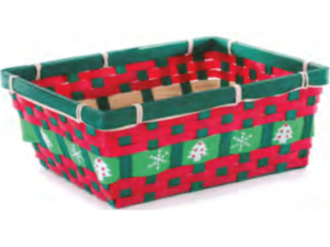 CESTA BAMBU NATAL 28X20CM VERM/VERDE