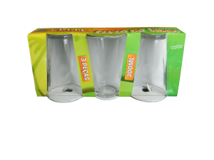 JOGO 3 COPO VIDRO 300ML LISO CONICO