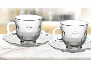 JOGO 6 XICARA CHA VIDRO 