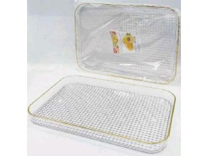 BANDEJA ACRILICA 35X24CM BORDA OURO