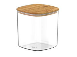 POTE VIDRO 800ML QUADRADO TAMPA-BAMBU