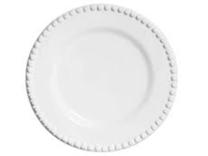 PRATO CERAMICA 24CM BRANCO BOLINHA