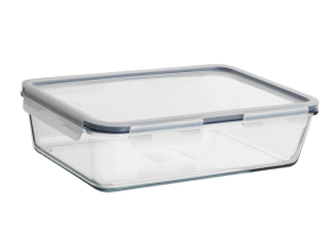 POTE VIDRO HERMETICO RETANGULAR 1040ML CINZA