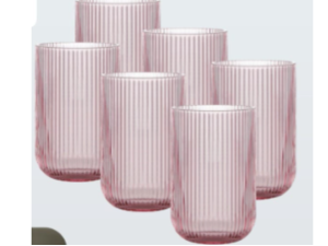 JOGO 6 COPO VIDRO 460ML VERSALHES ROSA