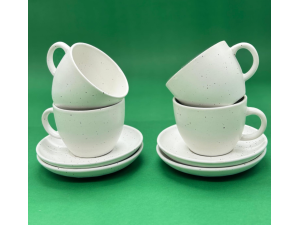 JOGO 4 XICARA CAFE COM PIRES CERAMICA 210ML BRANCA