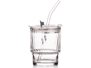 COPO VIDRO 400ML FEST C/CANUDO+TAMPA