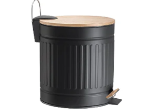 LIXEIRA PEDAL 03L INOX FLUTED PRETA