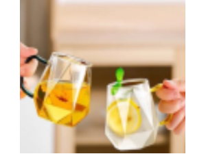 CANECA VIDRO 330ML OITAVADA C/CABO 5-CORES