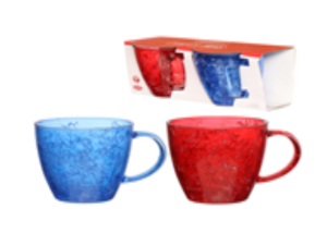 JOGO 2 CANECA VIDRO 350ML COLORS