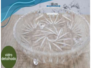 CENTRO MESA VIDRO 18CM C/3 PES