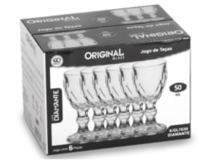 JOGO 6 TACA VIDRO 50ML DIAMOND