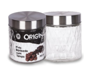 POTE VIDRO 750ML DIAMOND TAMPA-INOX