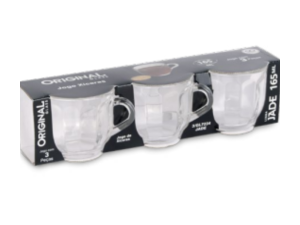 JOGO 3 XICARA VIDRO 165ML JADE S/PIRES