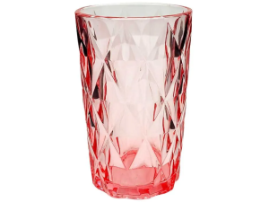 JOGO 6 COPO VIDRO 350ML DIAMOND ROSA