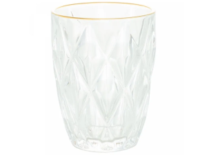 JOGO 6 COPO VIDRO 270ML DIAMOND BORDA OURO