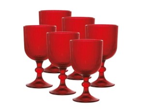 JOGO 6 TAÇAS VIDRO 390ML VERSALHES VERMELHO