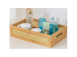 ORGANIZADOR BAMBU C/TELA 40X28X09CM